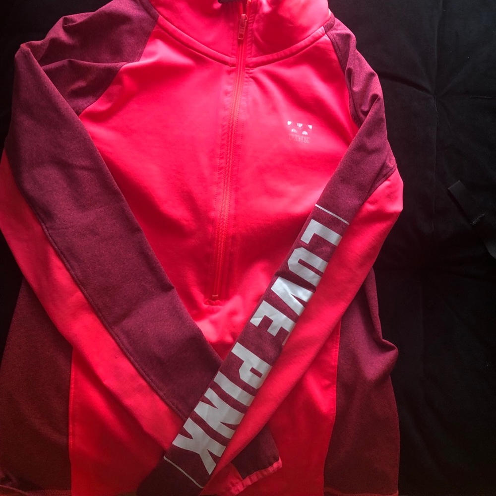 pink 3/4 zip neon pink and burgundy size M